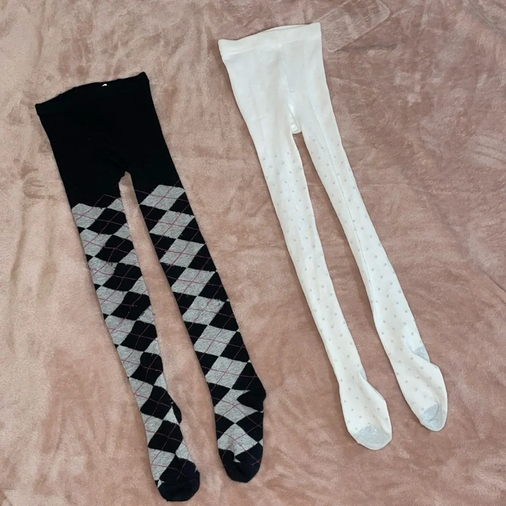 •GARNIMALS•1-NWOT & 1-VGUC BUNDLE OF 2/LITTLE GIRLS SOCK TIGHTS SIZE M/L (7-10)